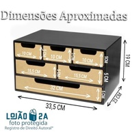 Gaveteiro Organizador 6 Gavetas para Escritório e Quarto - Design Moderno Preto - imagem 4