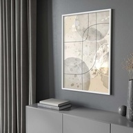 Quadro Decorativo Abstrato com Moldura - Design Moderno em Bege, Cinza e Marrom para Sala e Quarto - imagem 5