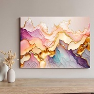Quadro Decorativo Abstrato Moderno 130x90cm - Design Rosê Dourado para Quarto e Sala - imagem 4