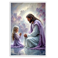 Pôster de Arte Espiritual Jesus e Criança - Decoração de Parede Cristã Moderna com Tema de Fé e Cura Divina - imagem 1