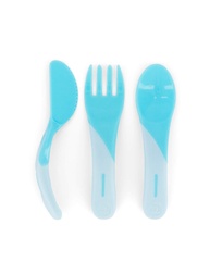 Conjunto de Talheres Ergonômicos Twistshake Azul Pastel - Seguro, Higiênico e Antideslizante para Bebês - imagem 1