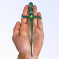 Adaga Cigana Metal Verde 19 cm com Pedra Verde e Strass - imagem 4
