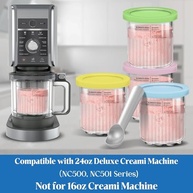 Gropecan 24 Oz Deluxe Creami Pints e Tampas para Ninja- 2 Unidades 11 Em 1 Recipientes para Sorvete Cremoso, Copos, Potes, Cubas, Conjunto de Latas, Pote de Smoothie Compatível com () - imagem 4