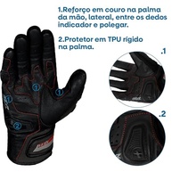 Luva X11 Havoc X11 Cano Médio: Proteção Rígida, Couro, Poliéster e Touchscreen - Preta/Vermelha - imagem 5