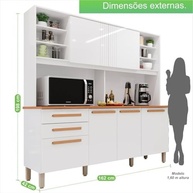 Armário de Cozinha 6 Portas e 2 Gavetas Adelle Yescasa Branco Neve - Design Moderno e Funcional - imagem 3