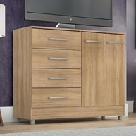 Cômoda Gisele 4 Gavetas e 2 Portas em Madeira Teka Madrid – Design Moderno e Funcionalidade - imagem 3