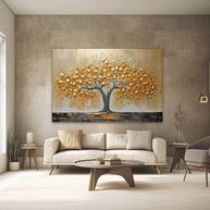 Quadro Decorativo Arvore Dourada 90x60cm - Impressão Premium para Quarto e Sala - imagem 1