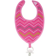 Babador Zig Zag com Prendedor de Chupeta - Rosa | Seguro, Confortável e Estiloso para Bebês - imagem 1
