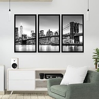 Kit 3 Quadros Decorativos Grandes com Moldura Preto e Branco Manhattan - Transforme Seu Ambiente com Estilo - imagem 3