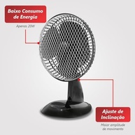 Ventilador Personal Fan Preto 127V 20W - FAME | Frescor Personalizado e Prático - imagem 4