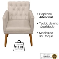 Poltrona Decorativa com Puff Bege Moderna e Resistente para Sala e Recepção - imagem 5