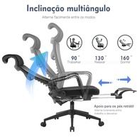 Cadeira de Escritório Ergonômica Python Fly com Suporte Lombar Ajustável e Apoio de Pés Retrátil - imagem 5