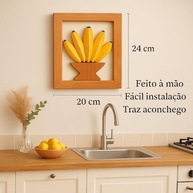 Quadro de Madeira Artesanal com Bananas - Decoração Rústica para Cozinha e Área Gourmet - imagem 4