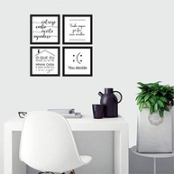 Kit 4 Quadros Decorativos Frases Sala Preto e Branco | Moldura Premium 25x25cm - imagem 5