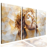 Kit 3 Quadros Decorativos com Tema Jesus e Oração - 60x40cm - Decoração Espiritual para Sala, Quarto e Escritório - imagem 2