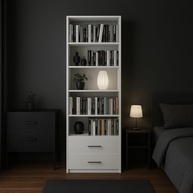 Estante Livreiro Multiuso com 2 Gavetas – Organização Moderna e Estilo para Qualquer Ambiente (Branco) - imagem 2