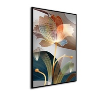 Quadro Decorativo Floral Estilizado 90x60cm - Moldura Preta Moderna para Sala e Quarto - imagem 4