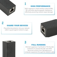 Protetor de Rede Ethernet RJ45 Gigabit POE - Segurança Máxima contra Raios e Interferências - imagem 4
