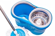 Mop Esfregão Giratório Inox com Rodinha e Refil Azul - Limpeza Fácil e Eficiente - imagem 3