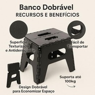 Banco Dobrável Portátil Reforçado até 100kg | Banquinho Compacto Antiderrapante para Casa e Viagem - imagem 5