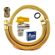 Kit Completo de Instalação de Gás com Mangueira Flexível em Latão 80cm - Registro e Adaptador Inclusos - imagem 1
