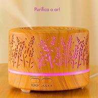 Difusor Ultrassônico Aromatizador 700ml com LED 7 Cores, Controle Remoto e Design Madeira - imagem 3