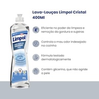 Detergente Concentrado Gel Cristal Limpol Bombril 400G - Limpeza Eficiente e Rendimento Total - imagem 4