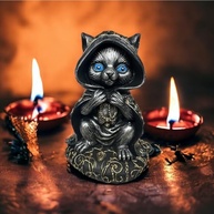 Gato Bruxo Wicca - Estátua em Resina para Decoração Mística e Gótica - imagem 3