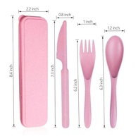 Conjunto de Talheres Reutilizáveis Rosa com Estojo Portátil | Eco-Friendly para Viagens e Piqueniques - imagem 3