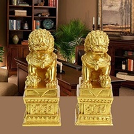 Estátuas de Leão Feng Shui MDLUU - Par de Leões Guardiões Fu Foo para Proteção, Riqueza e Boa Sorte - imagem 5