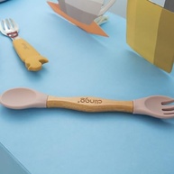 Talher Duplo de Bambu e Silicone Rosa - Seguro, Sustentável e Ideal para Bebês - imagem 4
