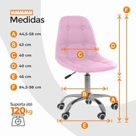Cadeira Base Giratória Office Eiffel Botonê Rosa - Conforto e Estilo para seu Espaço - imagem 3