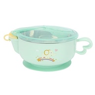Tigela de Alimentação Infantil com Plugue de Silicone e Design Divertido - Rosa e Verde - imagem 4