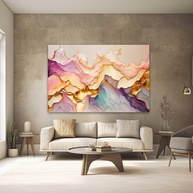 Quadro Decorativo Abstrato Moderno 130x90cm - Design Rosê Dourado para Quarto e Sala - imagem 1