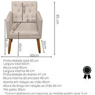 Poltrona Decorativa com Puff Bege Moderna e Resistente para Sala e Recepção - imagem 3