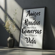 Quadro Decorativo Amizade com Frase Inspiradora - Moldura Elegante para Sala e Quarto - imagem 2