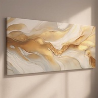 Quadro Decorativo Abstrato Dourado 130x70cm - Estilo Luxo para Sala, Quarto e Escritório - imagem 5