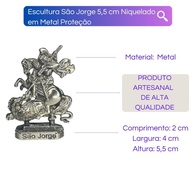 Escultura São Jorge 5,5 cm em Metal Niquelado - Proteção e Fé com Estilo - imagem 2