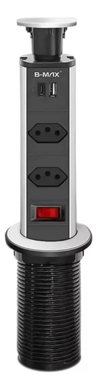 Torre de Tomada Embutir Mesa com 2 USB + USB-C - Elegância e Praticidade para seu Escritório - imagem 1