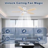 Ventilador de Teto Inteligente 106cm com Luz LED, Controle por Voz, Wi-Fi e App - Motor Silencioso CC - imagem 4