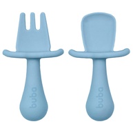 Kit Talheres de Silicone Buba - Seguro, Atóxico e Ideal para Bebês (Azul) - imagem 1