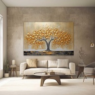 Quadro Decorativo Arvore Dourada 130x90cm - Transforme seu Espaço com Estilo e Sofisticação - imagem 1