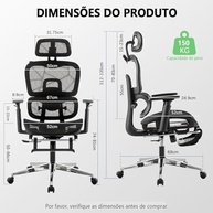 Cadeira de Escritório Ergonômica com Suporte Lombar e Encosto Ajustável | Design Confortável e Respirável - imagem 4
