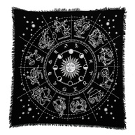 Pano de Altar Quadrado para Tarot e Wicca - 45,72cm - Tecido de Algodão com Franjas e Estampa Prateada - imagem 1