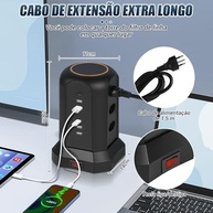 Torre de Tomada Inteligente: 9 Tomadas, 4 USB-A, 2 USB-C - Energia Segura e Organizada - imagem 4