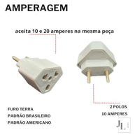 Adaptador Tomada Universal 10A/20A 2 Polos: Padrão Brasileiro e Americano - Branco - imagem 4