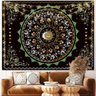 Tapeçaria Boho Sol Lua Fase - Estética Borboleta Verde - Decore com Estilo Natural e Charme - imagem 1