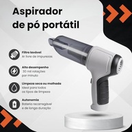 Aspirador de Pó Portátil Sem Fio 120W Verde: Limpeza Poderosa e Versátil para Seu Carro e Casa - imagem 5