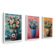 Kit 3 Quadros Decorativos 18x24 cm com Moldura e Vidro - Vaso Colorido para Decoração Moderna - imagem 2