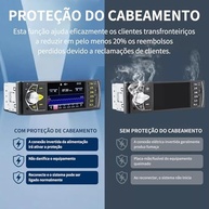 Som Automotivo FINYQBET: Tela HD 4.1", Bluetooth, Controle Volante e Subwoofer para Segurança e Entretenimento - imagem 4